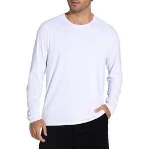 imageTHE GYM PEOPLE Mens Lightweight Workout Shirts Loose Fit Long Sleeve Crewneck Athletic TopsWhite