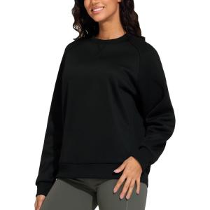 imageTHE GYM PEOPLE Womens Long Sleeves Fleece Sweatshirts Loose Fit Crewneck Workout Casual Pullover TopsBlack