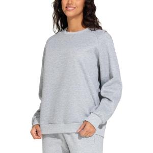imageTHE GYM PEOPLE Womens Long Sleeves Fleece Sweatshirts Loose Fit Crewneck Workout Casual Pullover TopsHeather Grey