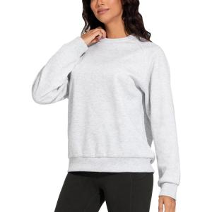 imageTHE GYM PEOPLE Womens Long Sleeves Fleece Sweatshirts Loose Fit Crewneck Workout Casual Pullover TopsHeather White