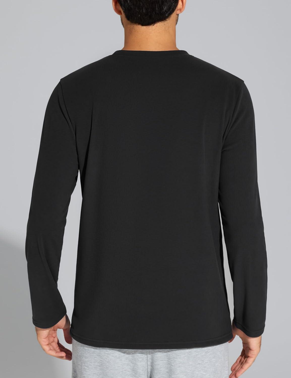 imageTHE GYM PEOPLE Mens Long Sleeve Base Layer Thermal Shirts Stretchy Crewneck Basic Casual Pullover Undershirt Tee TopsBlack