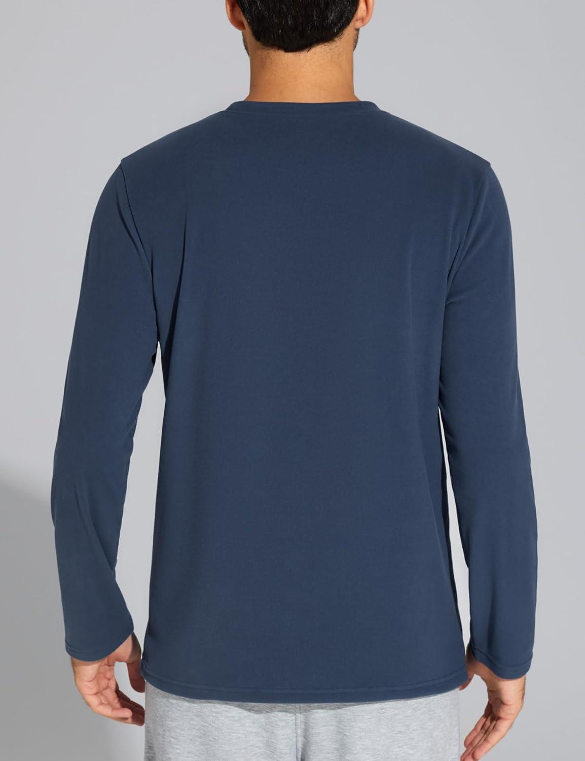 imageTHE GYM PEOPLE Mens Long Sleeve Base Layer Thermal Shirts Stretchy Crewneck Basic Casual Pullover Undershirt Tee TopsGrey Blue