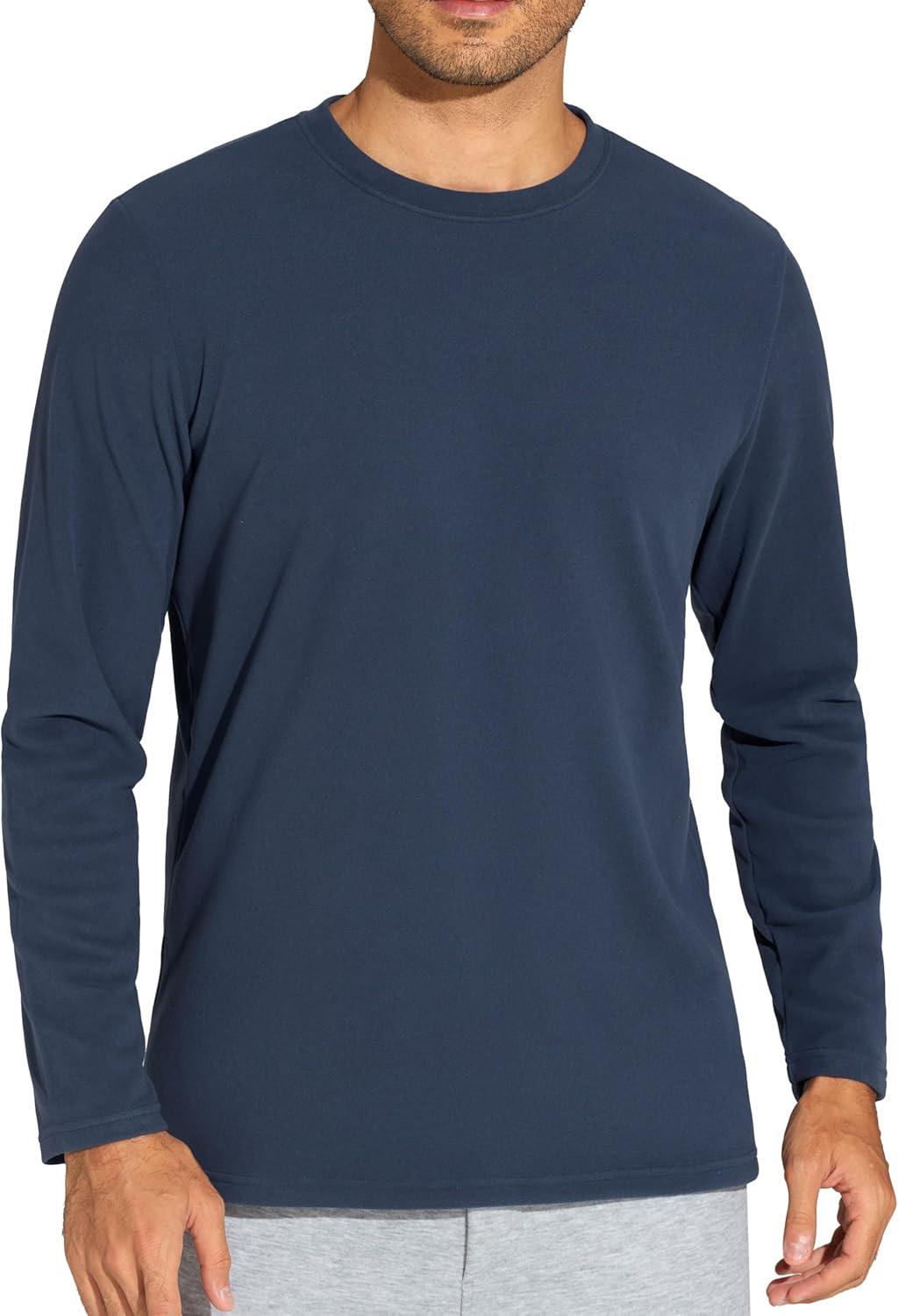 imageTHE GYM PEOPLE Mens Long Sleeve Base Layer Thermal Shirts Stretchy Crewneck Basic Casual Pullover Undershirt Tee TopsGrey Blue