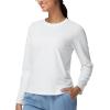 imageTHE GYM PEOPLE Womens Long Sleeve Soft Workout Shirts Basic Crewneck UPF 50 Sun Lightweight Fall Athletic Running TopsWhite