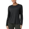 imageTHE GYM PEOPLE Womens Long Sleeve Soft Workout Shirts Basic Crewneck UPF 50 Sun Lightweight Fall Athletic Running TopsBlack