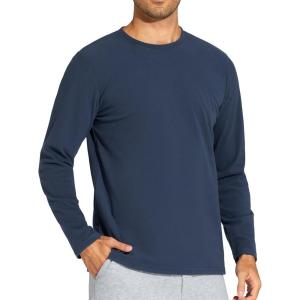 imageTHE GYM PEOPLE Mens Long Sleeve Base Layer Thermal Shirts Stretchy Crewneck Basic Casual Pullover Undershirt Tee TopsGrey Blue