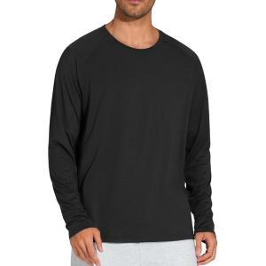 imageTHE GYM PEOPLE Mens Long Sleeve Soft Workout Shirts UPF 50 Fall Lightweight Athletic Pullover Tops for Hiking RunningBlack