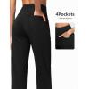 imageTHE GYM PEOPLE Womens Wide Leg Jeans High Waisted Pull on Stretchy Baggy Basic Straight Denim Pants with PocketsBlack