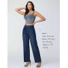 imageTHE GYM PEOPLE Womens Wide Leg Pull on Jeans Stretchy Baggy Trendy Casual Straight Denim Pants with PocketsDark Blue