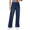 imageTHE GYM PEOPLE Womens Wide Leg Pull on Jeans Stretchy Baggy Trendy Casual Straight Denim Pants with PocketsDark Blue