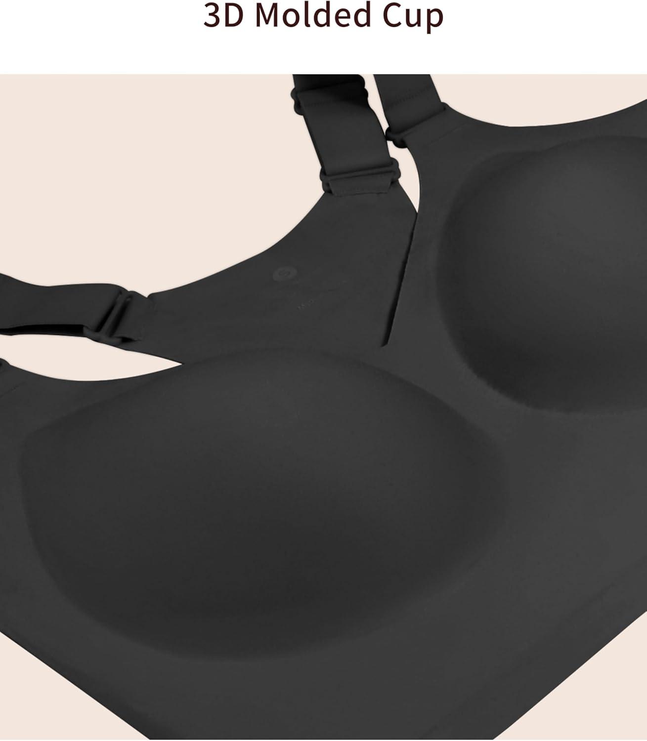 imageTHE GYM PEOPLE Womens Wireless Everyday Bras Racerback Seamless Push Up Bralette Padded Comfortable Full CoverageBlack