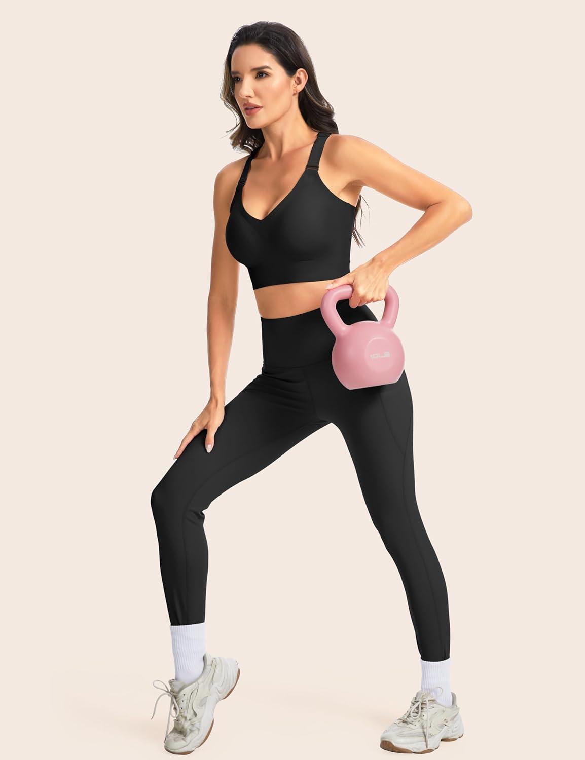 imageTHE GYM PEOPLE Womens Wireless Everyday Bras Racerback Seamless Push Up Bralette Padded Comfortable Full CoverageBlack