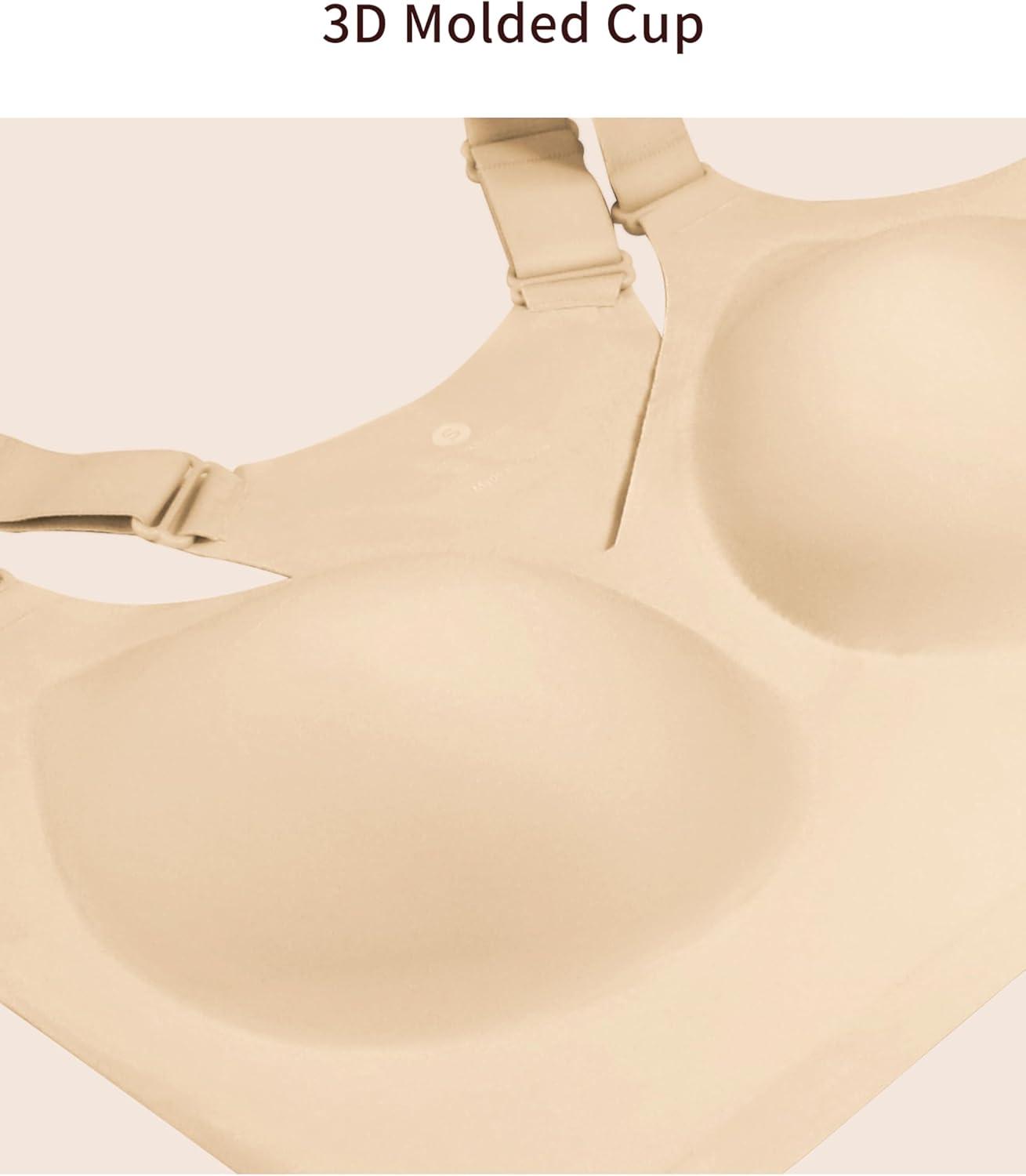 imageTHE GYM PEOPLE Womens Wireless Everyday Bras Racerback Seamless Push Up Bralette Padded Comfortable Full CoverageNude