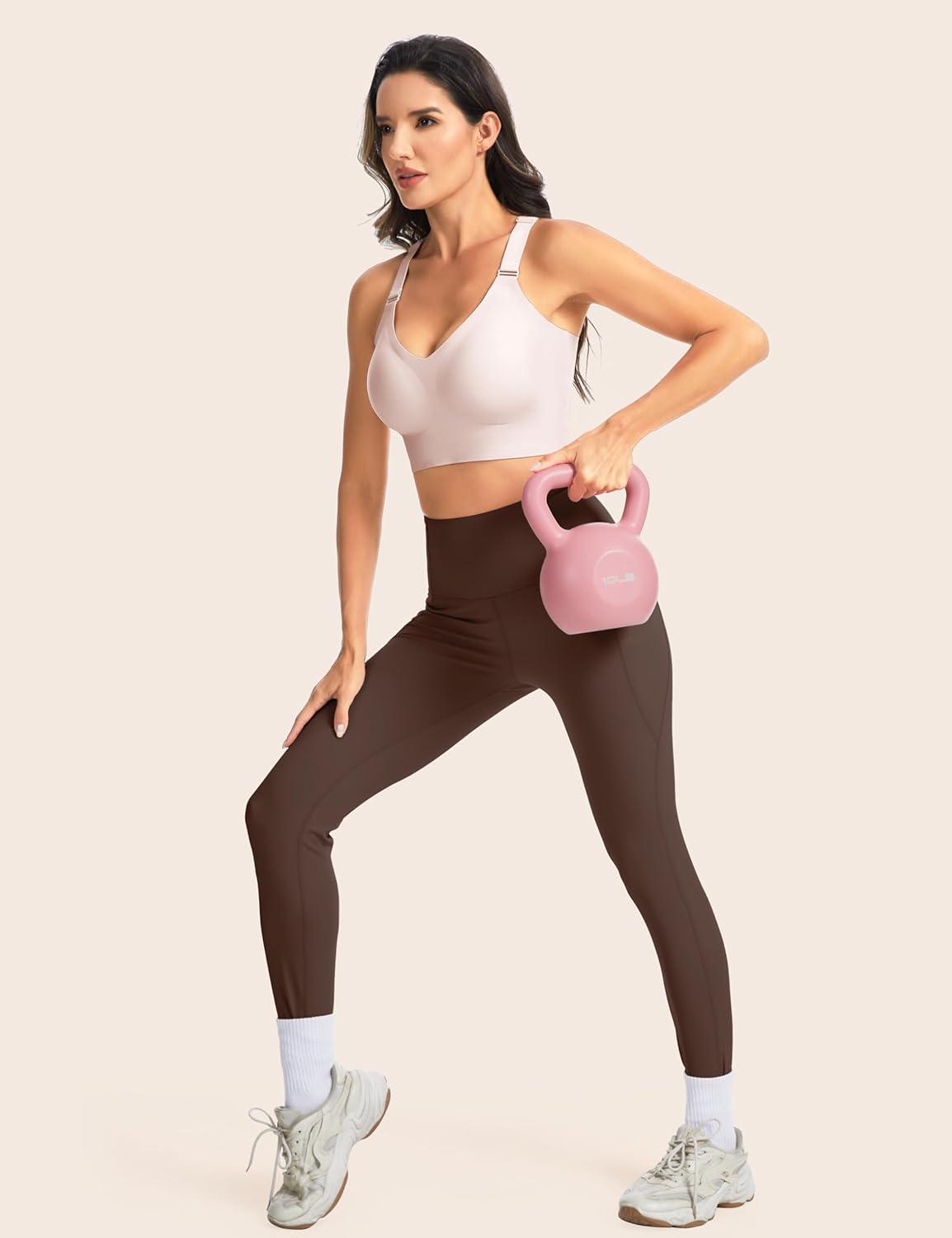 imageTHE GYM PEOPLE Womens Wireless Everyday Bras Racerback Seamless Push Up Bralette Padded Comfortable Full CoverageNude Pink