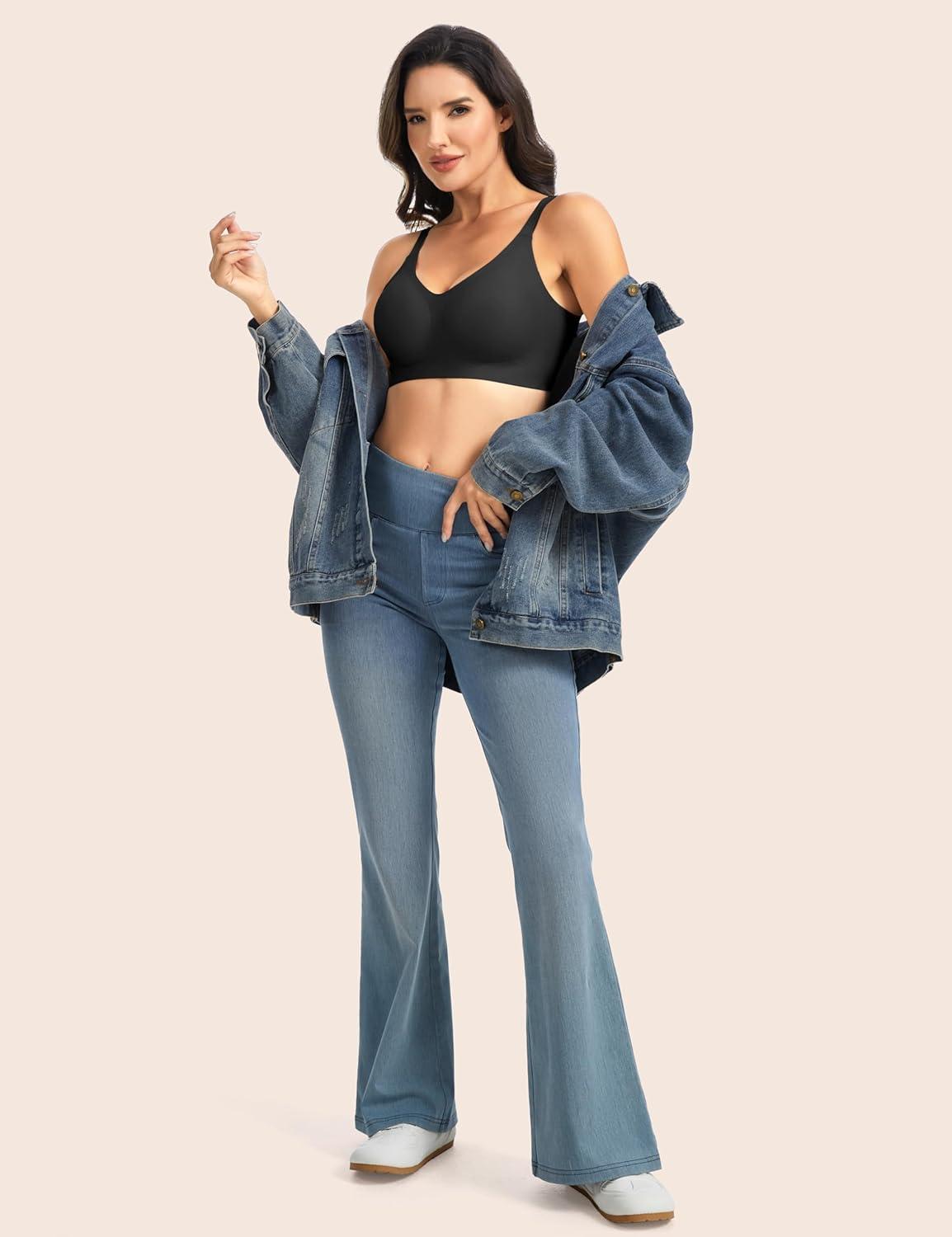 imageTHE GYM PEOPLE Womens Wireless Seamless Bras Full Coverage Comfortable Bralette Invisible Everyday Tshirt Bra PaddedBlack