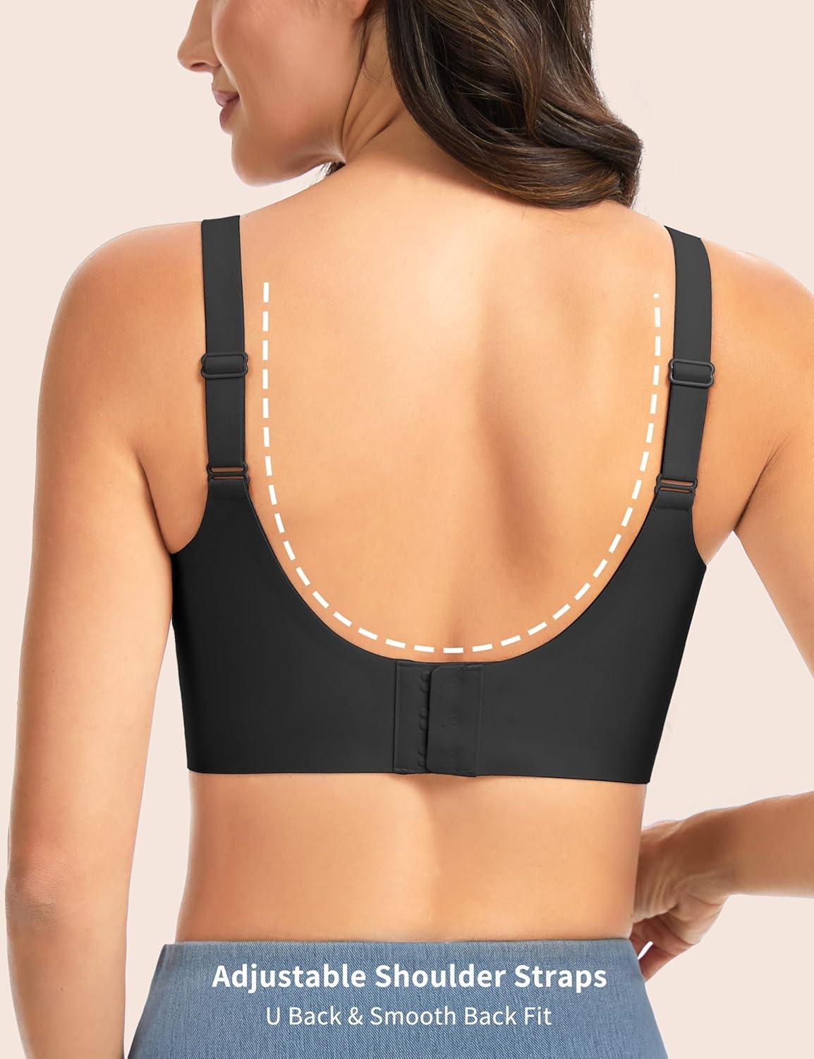 imageTHE GYM PEOPLE Womens Wireless Seamless Bras Full Coverage Comfortable Bralette Invisible Everyday Tshirt Bra PaddedBlack