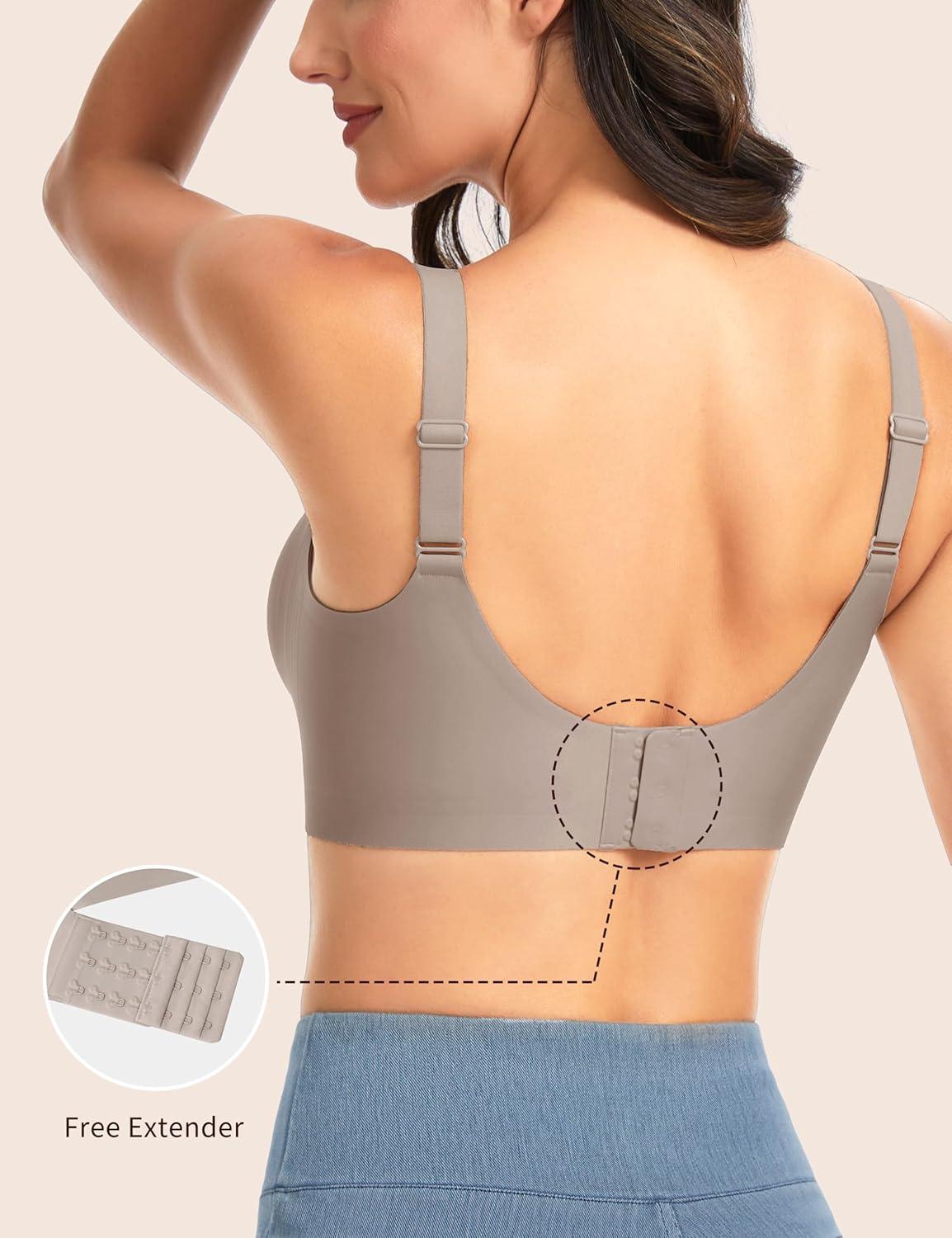 imageTHE GYM PEOPLE Womens Wireless Seamless Bras Full Coverage Comfortable Bralette Invisible Everyday Tshirt Bra PaddedCoffee