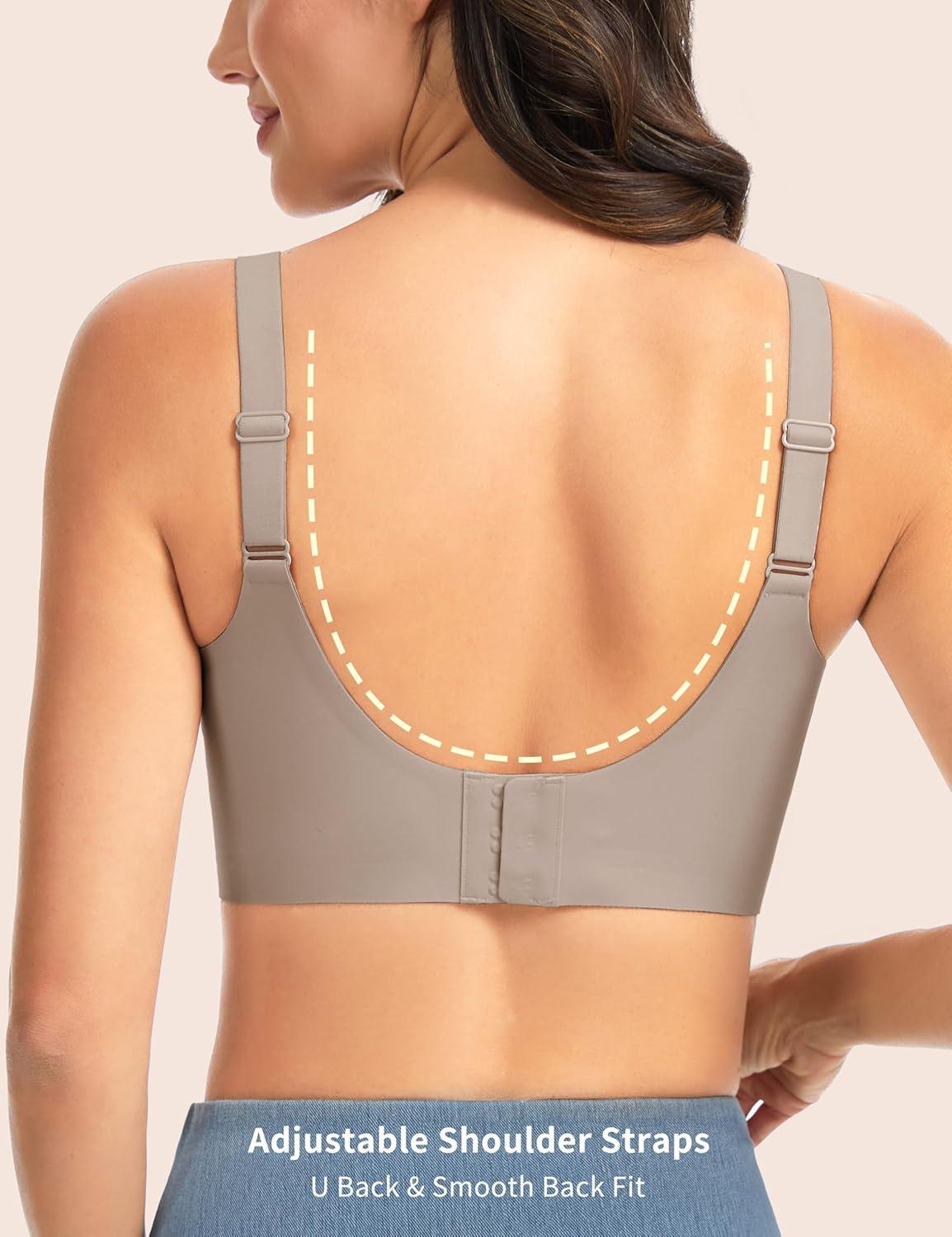 imageTHE GYM PEOPLE Womens Wireless Seamless Bras Full Coverage Comfortable Bralette Invisible Everyday Tshirt Bra PaddedCoffee