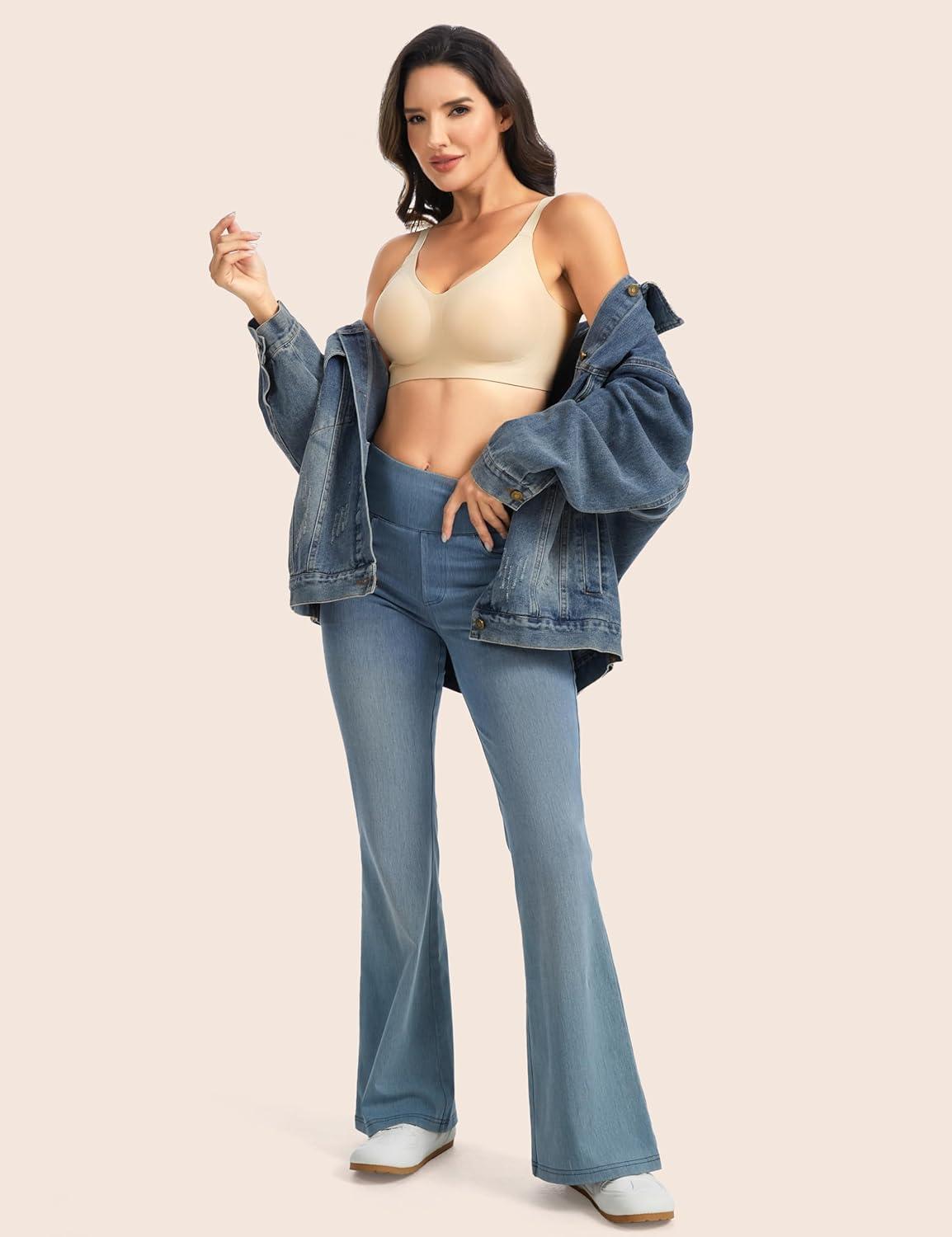 imageTHE GYM PEOPLE Womens Wireless Seamless Bras Full Coverage Comfortable Bralette Invisible Everyday Tshirt Bra PaddedNude