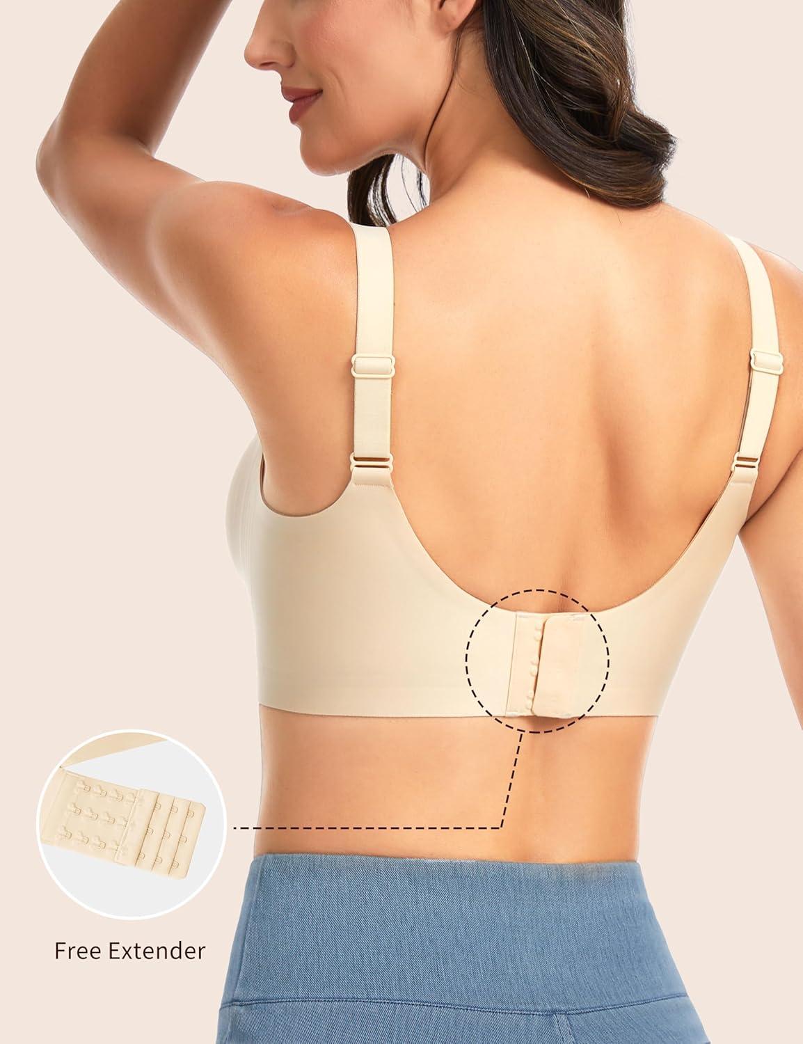 imageTHE GYM PEOPLE Womens Wireless Seamless Bras Full Coverage Comfortable Bralette Invisible Everyday Tshirt Bra PaddedNude