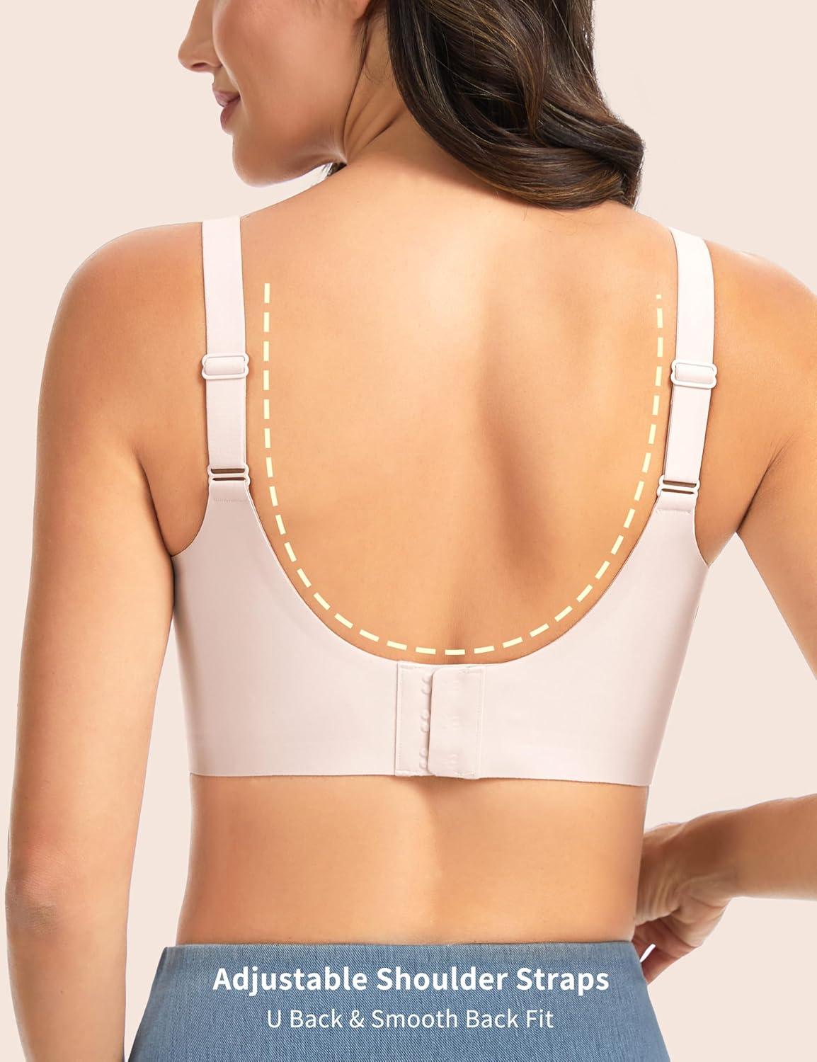 imageTHE GYM PEOPLE Womens Wireless Seamless Bras Full Coverage Comfortable Bralette Invisible Everyday Tshirt Bra PaddedNude Pink