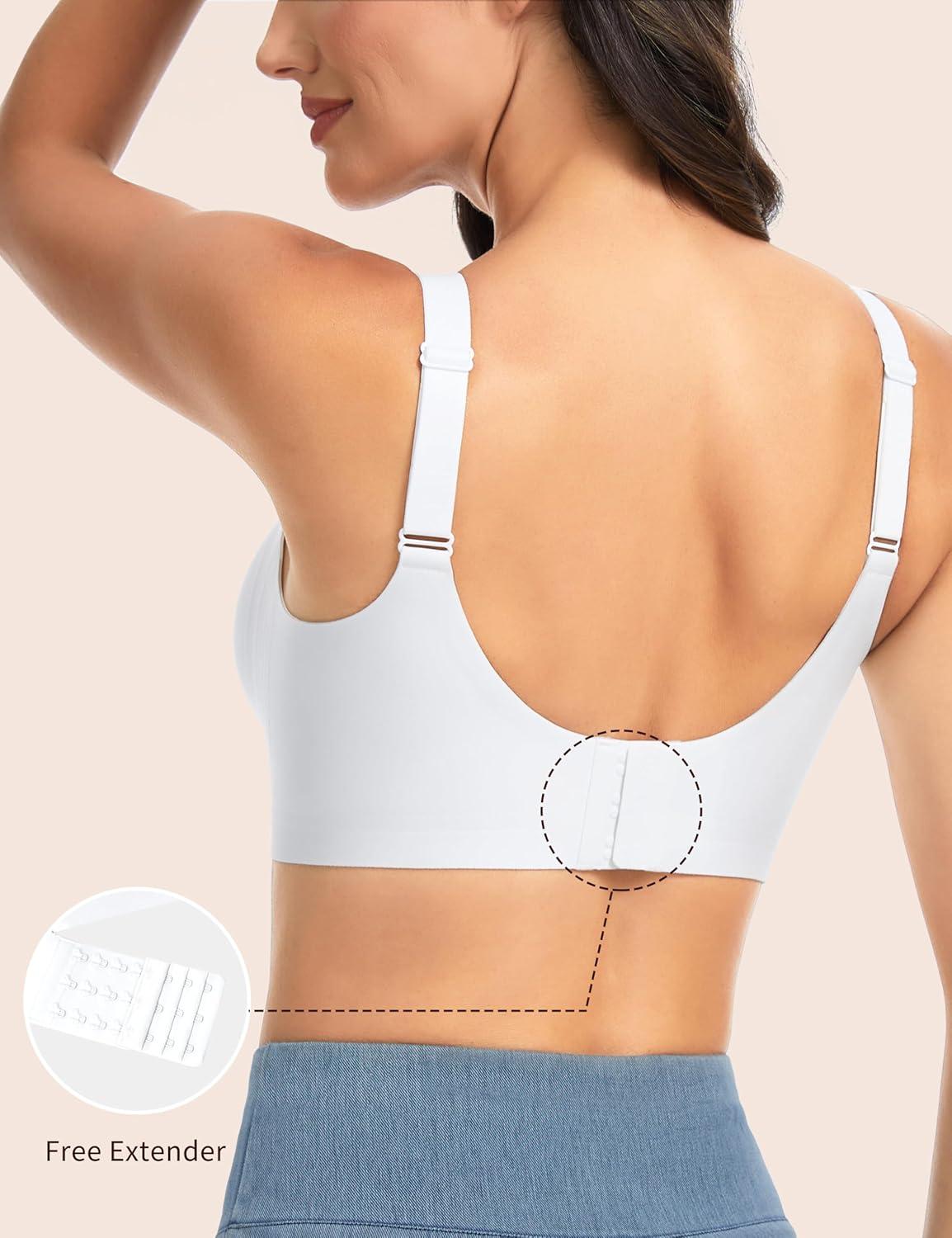 imageTHE GYM PEOPLE Womens Wireless Seamless Bras Full Coverage Comfortable Bralette Invisible Everyday Tshirt Bra PaddedWhite