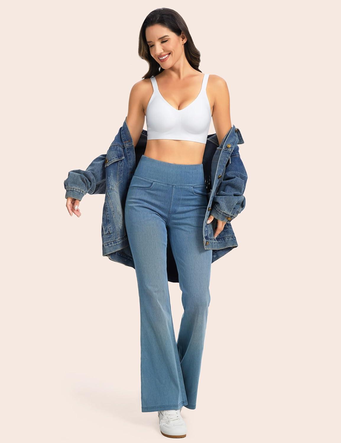 imageTHE GYM PEOPLE Womens Wireless Seamless Bras Full Coverage Comfortable Bralette Invisible Everyday Tshirt Bra PaddedWhite