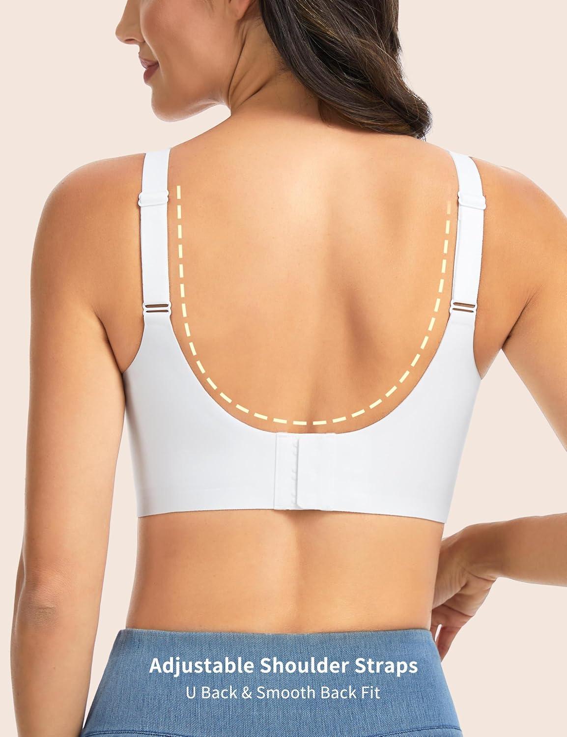 imageTHE GYM PEOPLE Womens Wireless Seamless Bras Full Coverage Comfortable Bralette Invisible Everyday Tshirt Bra PaddedWhite