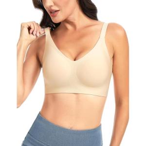 imageTHE GYM PEOPLE Womens Wireless Seamless Bras Full Coverage Comfortable Bralette Invisible Everyday Tshirt Bra PaddedNude