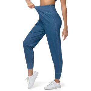 imageTHE GYM PEOPLE Womens High Waisted Denim Joggers Pants Stretchy Tapered Pull On Casual Workout Jeans Jeggings with PocketsDenim Blue
