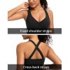 image:imageTHE GYM PEOPLE Womens Cross Back Ruched Sports Bra V Neck Wide Straps Removable Pads Workout Yoga Crop TopBlack
