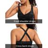 image:imageTHE GYM PEOPLE Womens Cross Back Ruched Sports Bra V Neck Wide Straps Removable Pads Workout Yoga Crop TopBlackgrey Camo