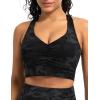 image:imageTHE GYM PEOPLE Womens Cross Back Ruched Sports Bra V Neck Wide Straps Removable Pads Workout Yoga Crop TopBlackgrey Camo