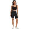 image:imageTHE GYM PEOPLE Womens Cross Back Ruched Sports Bra V Neck Wide Straps Removable Pads Workout Yoga Crop TopBlackgrey Camo