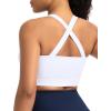 image:imageTHE GYM PEOPLE Womens Cross Back Ruched Sports Bra V Neck Wide Straps Removable Pads Workout Yoga Crop TopWhite