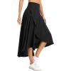 image:imageTHE GYM PEOPLE Womens High Waist Flowy Maxi Skirts Ruffle High Low Hem Asymmetric Wrap Long Skirt Builtin ShortsBlack