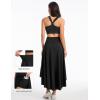 image:imageTHE GYM PEOPLE Womens High Waist Flowy Maxi Skirts Ruffle High Low Hem Asymmetric Wrap Long Skirt Builtin ShortsBlack