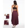 image:imageTHE GYM PEOPLE Womens High Waist Flowy Maxi Skirts Ruffle High Low Hem Asymmetric Wrap Long Skirt Builtin ShortsDark Red