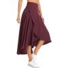 image:imageTHE GYM PEOPLE Womens High Waist Flowy Maxi Skirts Ruffle High Low Hem Asymmetric Wrap Long Skirt Builtin ShortsDark Red