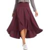 image:imageTHE GYM PEOPLE Womens High Waist Flowy Maxi Skirts Ruffle High Low Hem Asymmetric Wrap Long Skirt Builtin ShortsDark Red