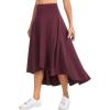 image:imageTHE GYM PEOPLE Womens High Waist Flowy Maxi Skirts Ruffle High Low Hem Asymmetric Wrap Long Skirt Builtin ShortsDark Red