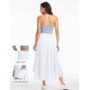 image:imageTHE GYM PEOPLE Womens High Waist Flowy Maxi Skirts Ruffle High Low Hem Asymmetric Wrap Long Skirt Builtin ShortsWhite