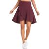 image:imageTHE GYM PEOPLE Womens High Waist Flowy Skort Asymmetric High Low Ruffle Hem Wrap Skirts Builtin ShortsDark Red