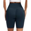 image:imageTHE GYM PEOPLE Womens High Waist Scrunch Booty Lifting Yoga Shorts No Front Seam Stretchy Ruched Gym Shorts 8 with PocketsBlue