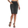 image:imageTHE GYM PEOPLE Womens High Waist Stretchy Denim Skirt Knee Length Slim Fit Pencil Jean Skirt Back Slit with PocketsBlack
