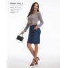 image:imageTHE GYM PEOPLE Womens High Waist Stretchy Denim Skirt Knee Length Slim Fit Pencil Jean Skirt Back Slit with PocketsDark Blue