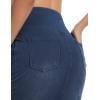 image:imageTHE GYM PEOPLE Womens High Waist Stretchy Denim Skirt Knee Length Slim Fit Pencil Jean Skirt Back Slit with PocketsDark Blue
