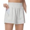 image:imageTHE GYM PEOPLE Womens High Waist Sweat Shorts Ultra Soft Stretchy Lounge Running Athletic Shorts with Zipper PocketsHeather White