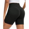 image:imageTHE GYM PEOPLE Womens High Waisted Ruched Yoga Shorts Scrunched Booty Lifting Contour Workout Shorts 5 with PocketsBlack