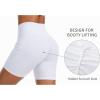 image:imageTHE GYM PEOPLE Womens High Waisted Ruched Yoga Shorts Scrunched Booty Lifting Contour Workout Shorts 5 with PocketsWhite